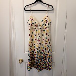 NWT Shoshanna 100% SILK Cream Midi Dress with Teardrop Print